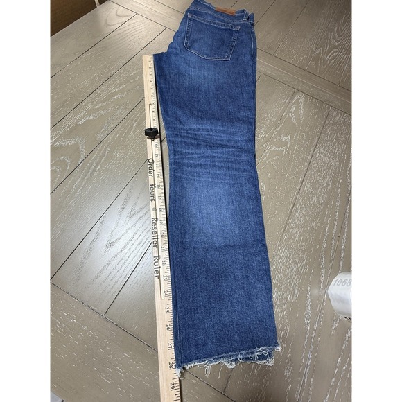 J Crew Jeans Womens 30T Blue Vintage Straight High Rise Distressed Denim Raw Hem - Picture 5 of 13